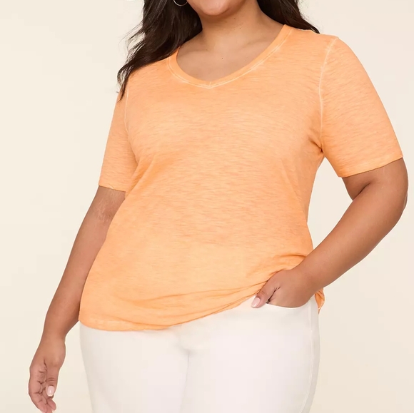 Women's Plus Size Lane Bryant Orange V-Neck T Shirt Top 18/20 Nwt - Picture 1 of 2